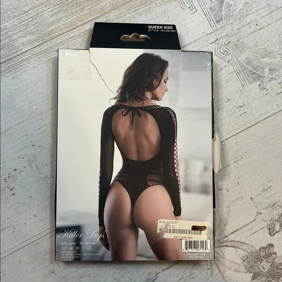 Killer Legs Black Fishnet Bodysuit Queen Size - Picture 4 of 6